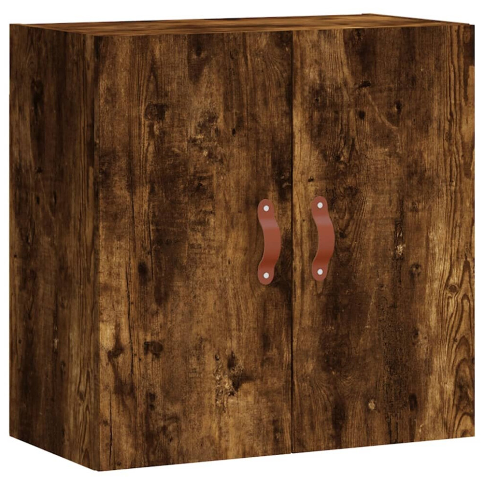 Vidaxl (Smoked Oak) Wall Cabinet Storage Cabinet Display Cabinet Engineered Wood White