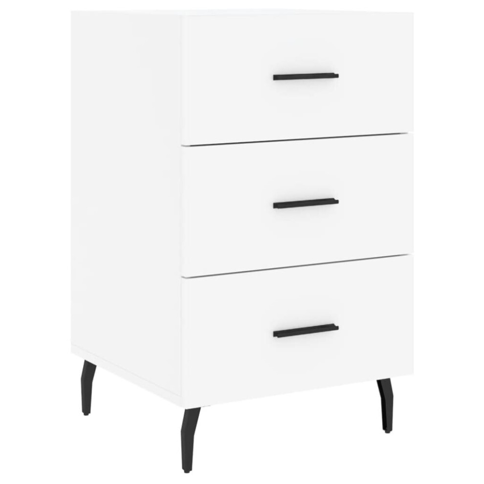 Vidaxl (White) Bedside Cabinet Bedside Table Nightstand Smoked Oak Engineered Wood