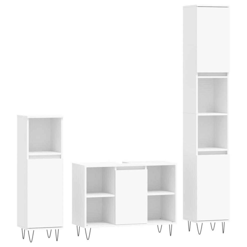 (white) vidaXL Bathroom Furniture Set Vanity Unit 3 Piece Grey Sonoma Engineered Wood