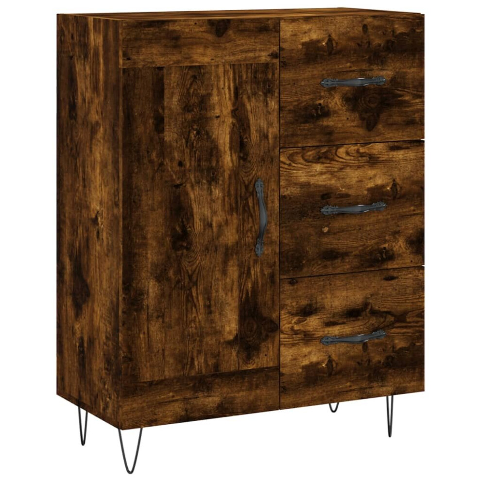 Vidaxl (Smoked Oak) Sideboard Storage Cabinet Side Cabinet Cupboard Black Engineered Wood