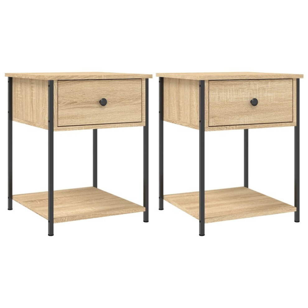 (sonoma oak, 2 pcs) vidaXL Bedside Tables Side Table Nightstand 2 pcs Sonoma Oak Engineered Wood