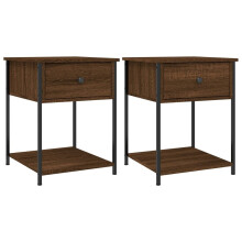 (brown oak, 2 pcs) vidaXL Bedside Tables Side Table Nightstand 2 pcs Sonoma Oak Engineered Wood