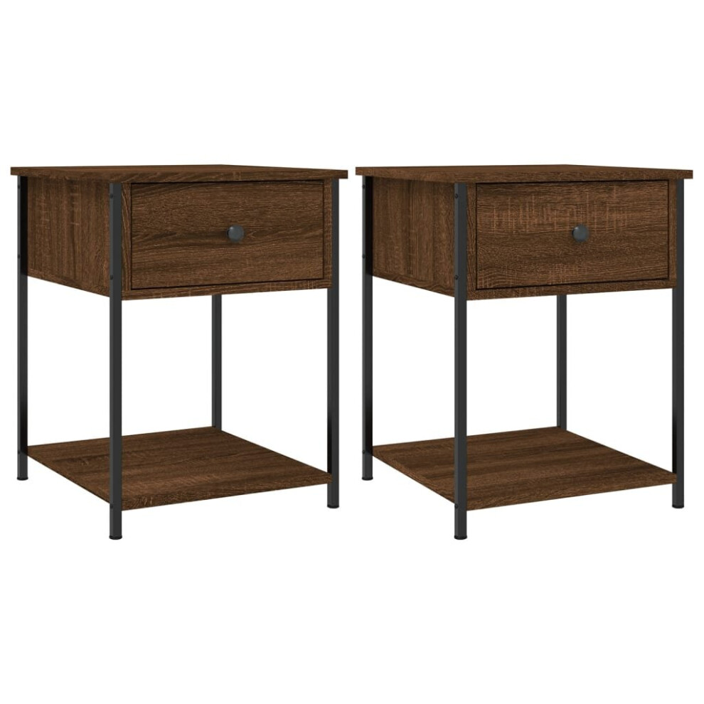 (brown oak, 2 pcs) vidaXL Bedside Tables Side Table Nightstand 2 Pcs Sonoma Oak Engineered Wood