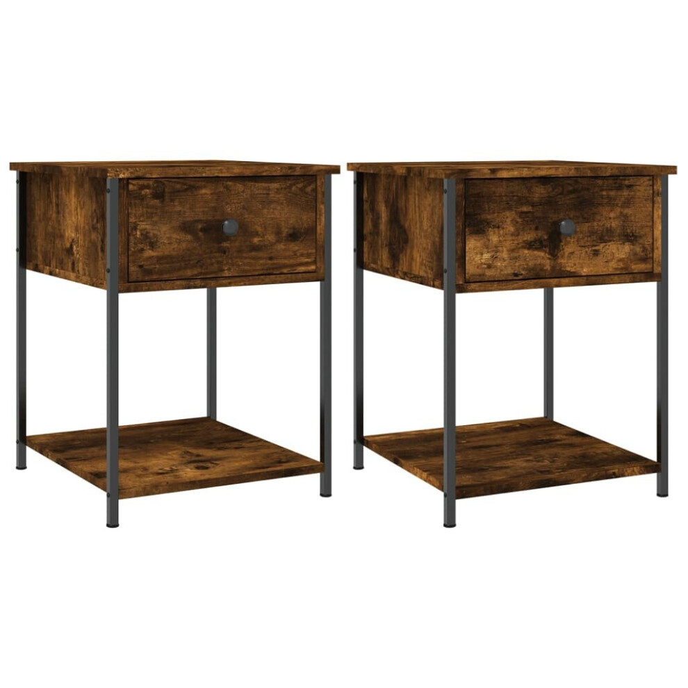 (smoked oak, 2 pcs) vidaXL Bedside Tables Side Table Nightstand 2 pcs Sonoma Oak Engineered Wood