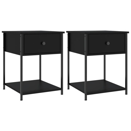 VidaXL (black, 2 pcs) vidaXL Bedside Tables Side Table Nightstand 2 pcs Sonoma Oak Engineered Wood