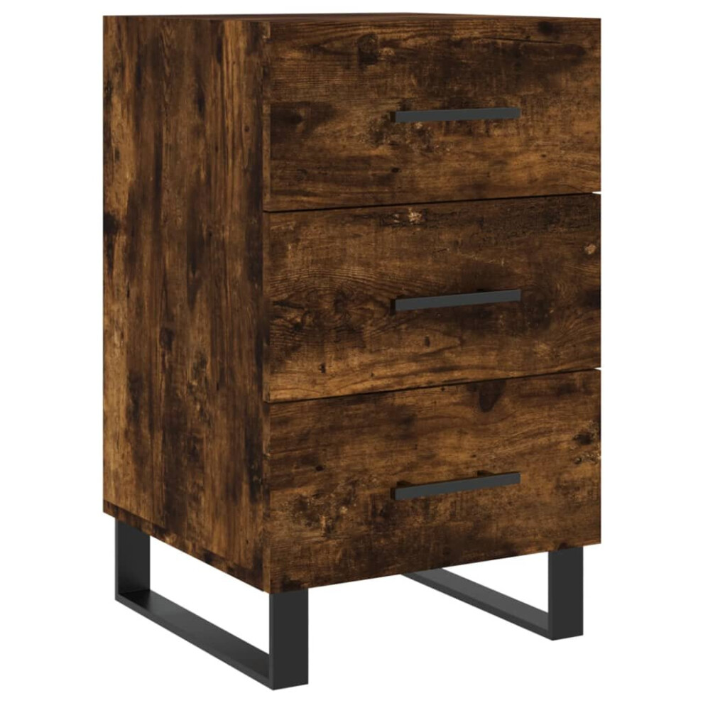 Vidaxl (Smoked Oak) Bedside Cabinet Bedside Table Nightstand Bedstand White Engineered Wood