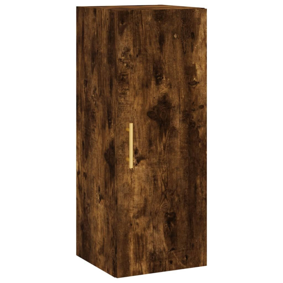 Vidaxl (Smoked Oak) Wall Mounted Cabinet Storage Cabinet Side Cabinet Black Engineered Wood