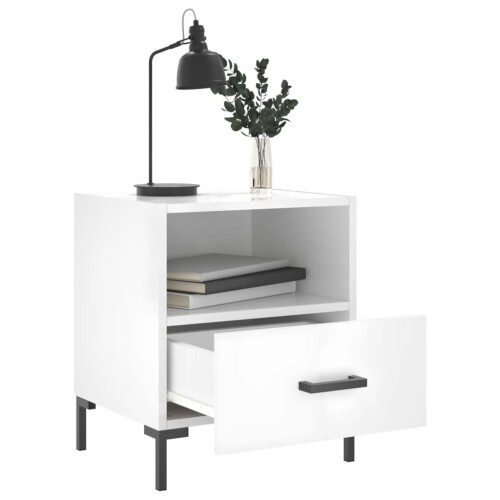 VidaXL (high gloss white, 2 pcs) vidaXL Bedside Cabinet Bed Table Nightstand Side Table White Engineered Wood 2