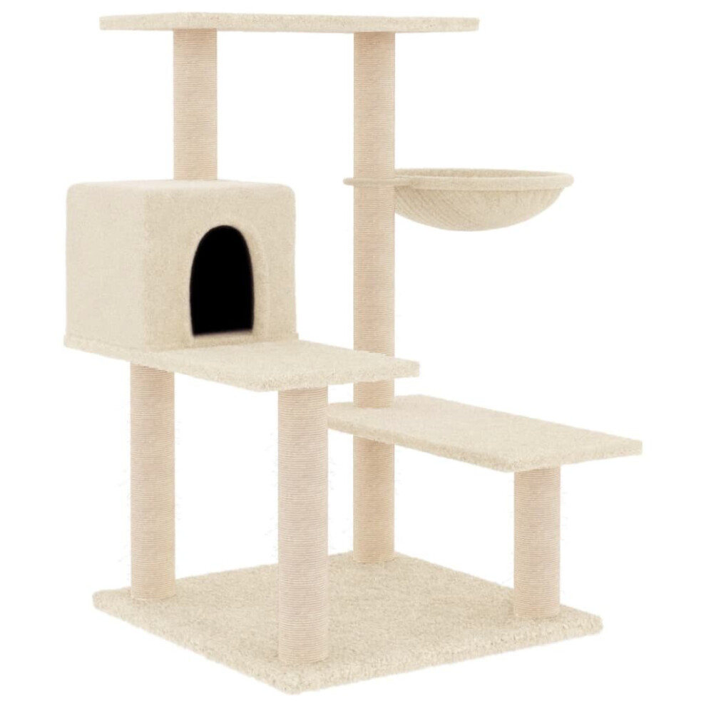 (cream) vidaXL Cat Tree Cat Tower with Sisal Scratching Posts Cat Cando Dark Grey