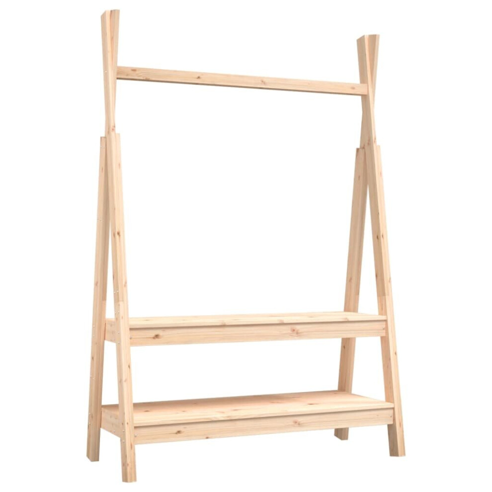 (brown) vidaXL Solid Wood Pine Clothes Rack Wooden Wardrobe Coat Stand Multi Colours