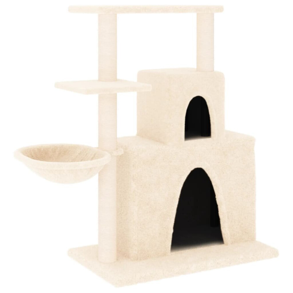 (cream) vidaXL Cat Tree with Sisal Scratching Posts Cat Scratch Tower Climber Dark Grey