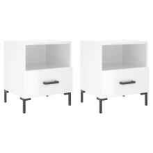 (high gloss white, 2 pcs) vidaXL Bedside Cabinet Bed Table Nightstand Side Table White Engineered Wood