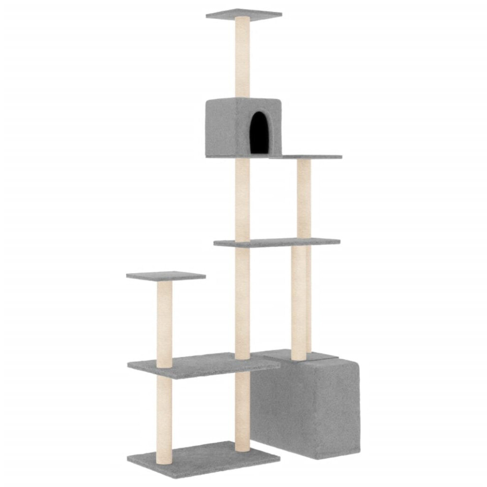 (light grey) vidaXL Cat Tree with Sisal Scratching Posts Cat Scratch Tower Climber Dark Grey