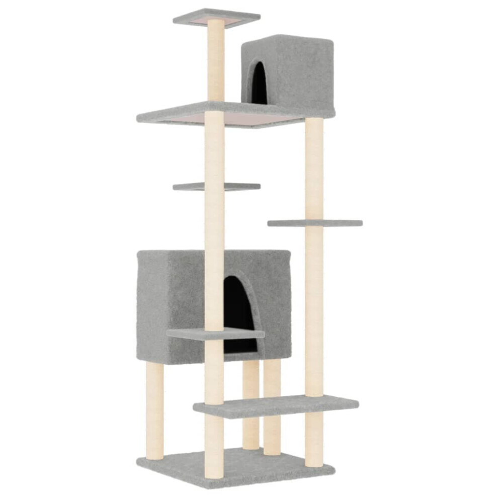 (light grey) vidaXL Cat Tree with Sisal Scratching Posts Cat Scratch Tower Climber Dark Grey