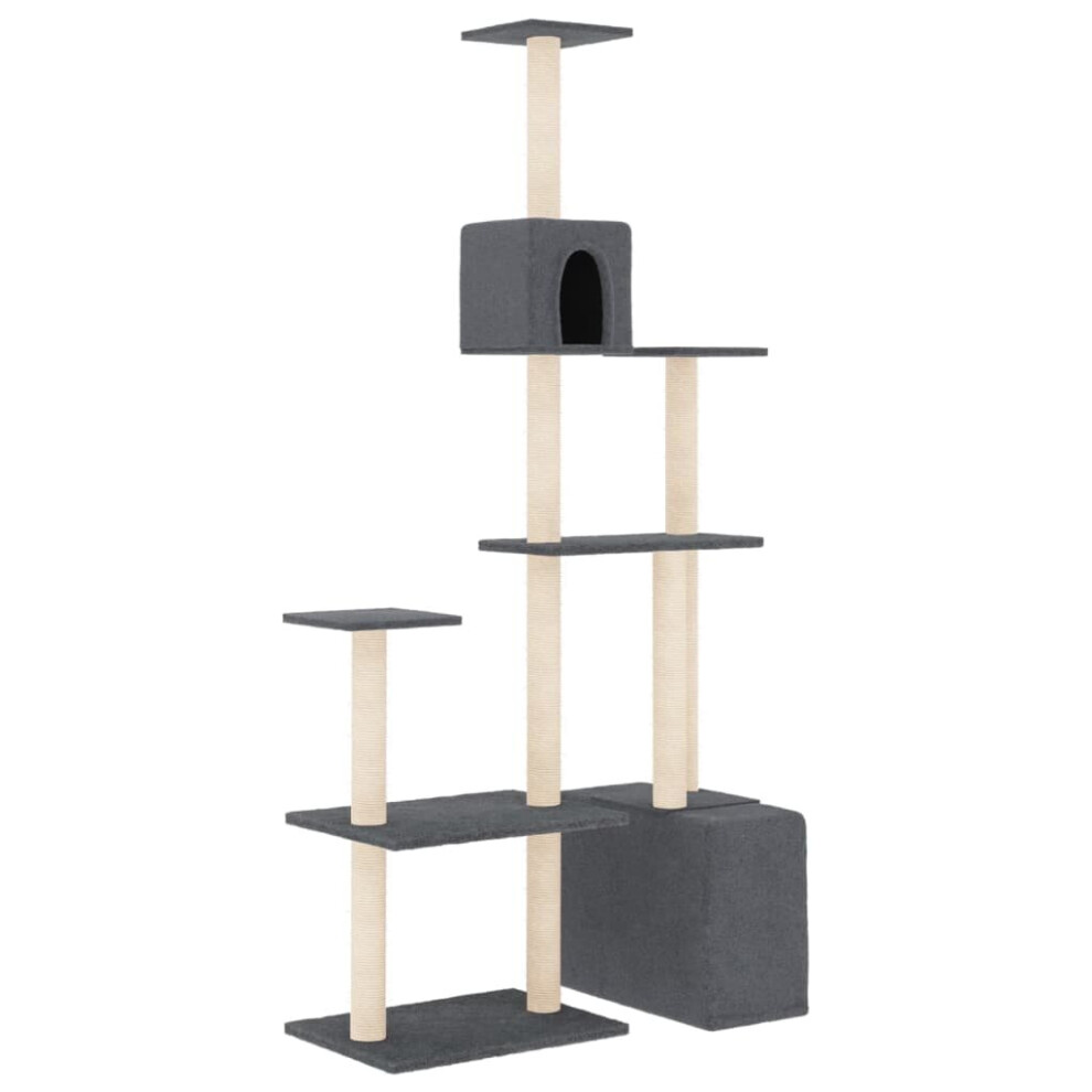 (dark grey) vidaXL Cat Tree with Sisal Scratching Posts Cat Scratch Tower Climber Dark Grey