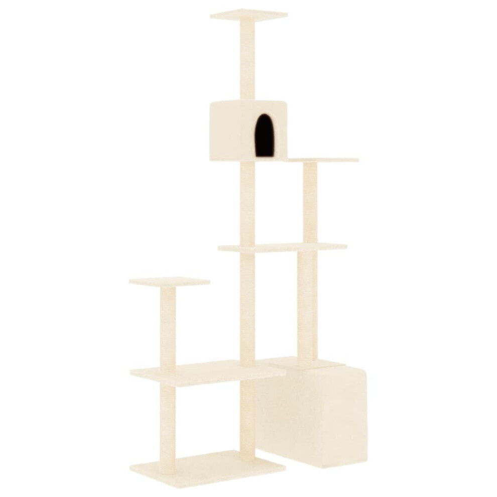 (cream) vidaXL Cat Tree with Sisal Scratching Posts Cat Scratch Tower Climber Dark Grey