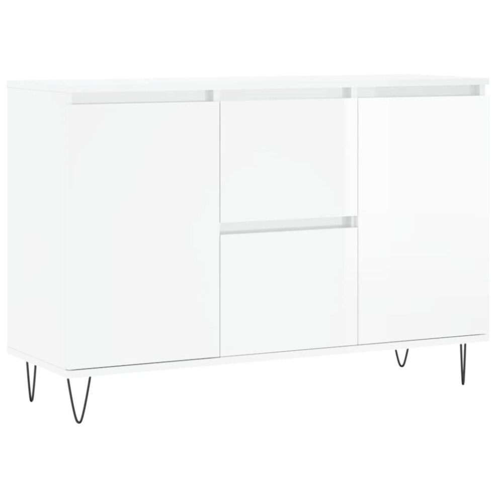 (high gloss white) vidaXL Sideboard Storage Side Cabinet Cupboard Concrete Grey Engineered Wood