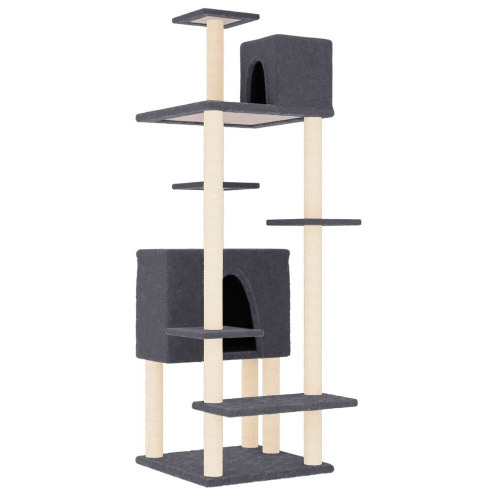 (dark grey) vidaXL Cat Tree with Sisal Scratching Posts Cat Scratch Tower Climber Dark Grey