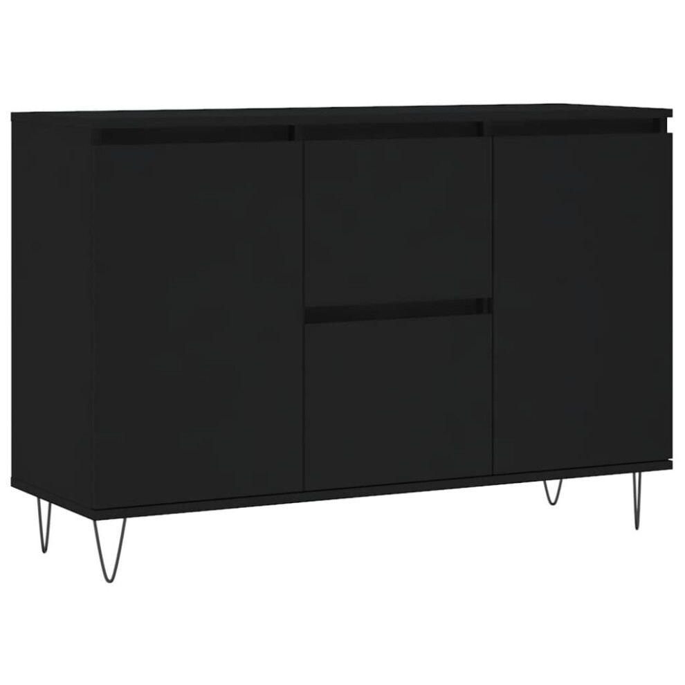 (black) vidaXL Sideboard Storage Side Cabinet Cupboard Concrete Grey Engineered Wood