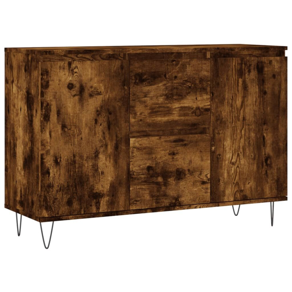 Vidaxl (Smoked Oak) Sideboard Storage Side Cabinet Cupboard Concrete Grey Engineered Wood