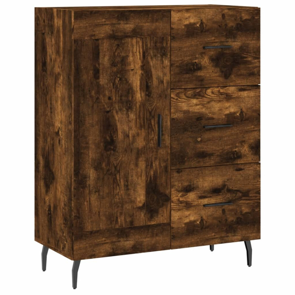 Vidaxl (Smoked Oak) Sideboard Storage Cabinet Side Cabinet Cupboard White Engineered Wood