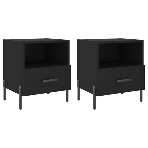 VidaXL (black, 2 pcs) vidaXL Bedside Cabinet Bed Table Nightstand Side Table White Engineered Wood 1