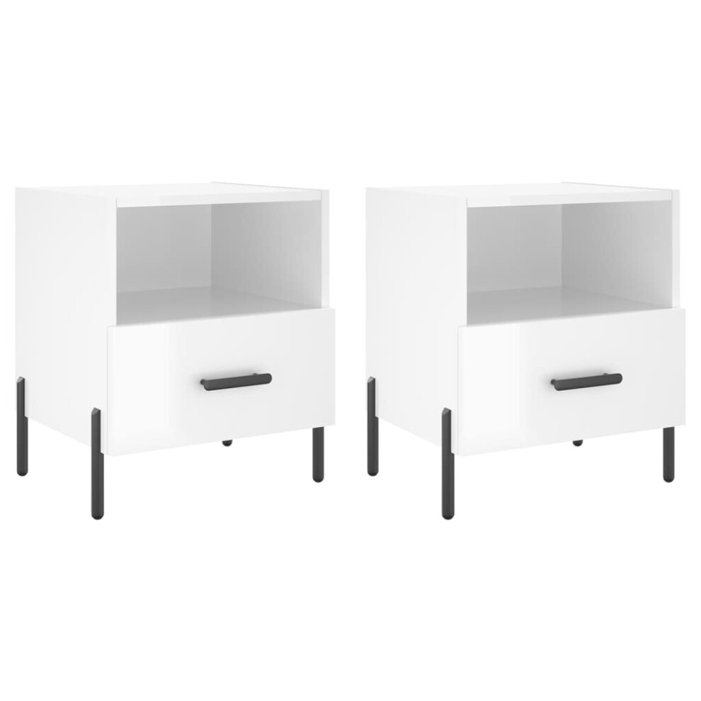 (high gloss white, 2 pcs) vidaXL Bedside Cabinet Bed Table Nightstand Side Table White Engineered Wood