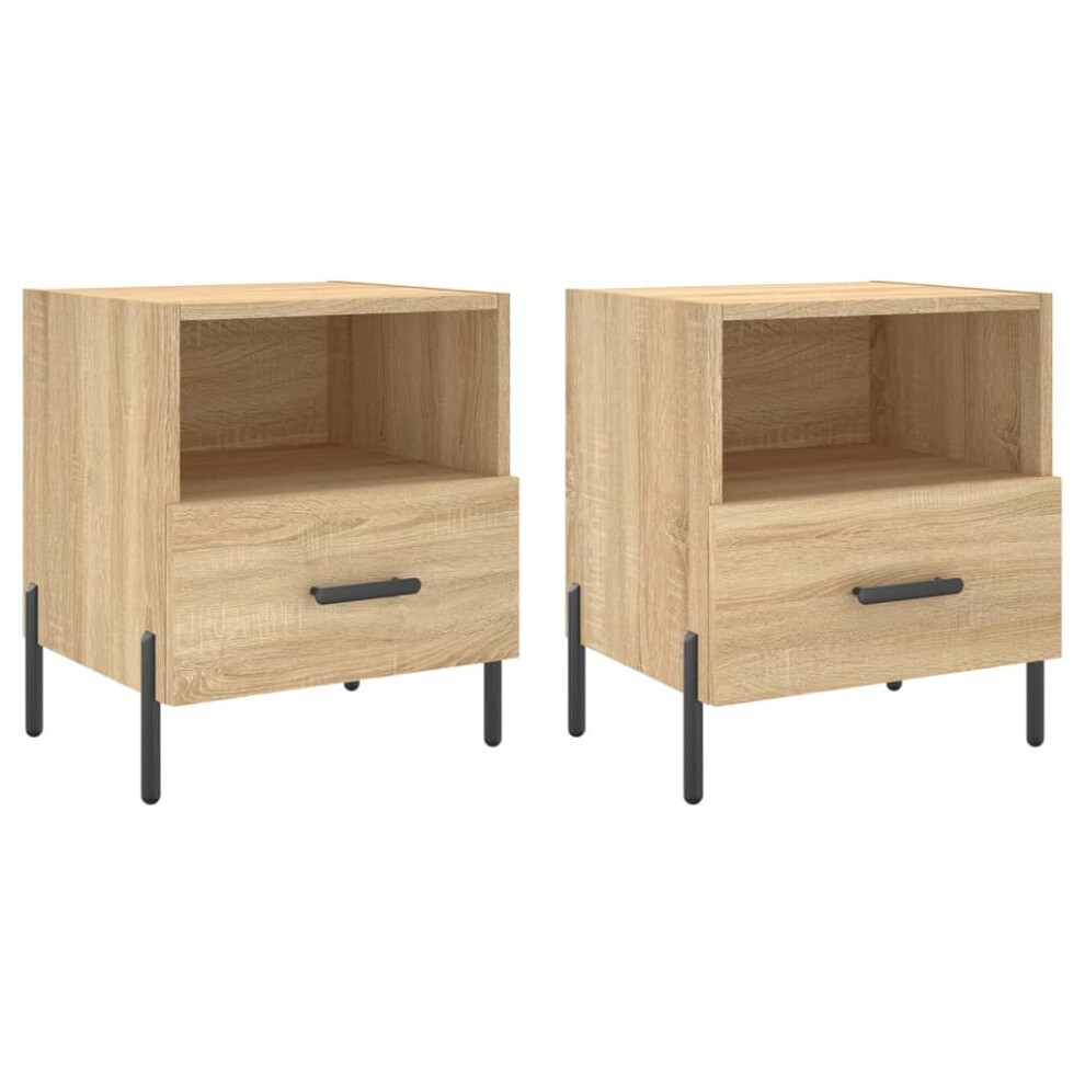 (sonoma oak, 2 pcs) vidaXL Bedside Cabinet Bed Table Nightstand Side Table White Engineered Wood