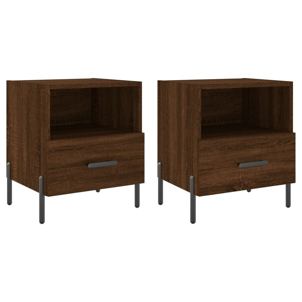 (brown oak, 2 pcs) vidaXL Bedside Cabinet Bed Table Nightstand Side Table White Engineered Wood