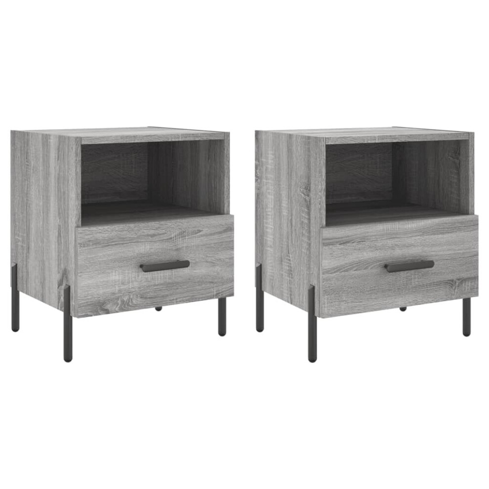 (grey sonoma, 2 pcs) vidaXL Bedside Cabinet Bed Table Nightstand Side Table White Engineered Wood