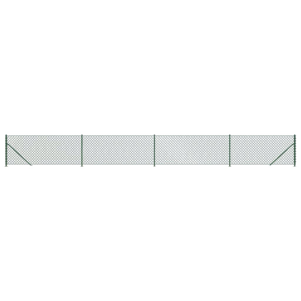 (Green, 1 X 10 M) Vidaxl Chain Link Fence Patio Outdoor Wire Mesh Fence With Flange Fence Panel 8720845771515