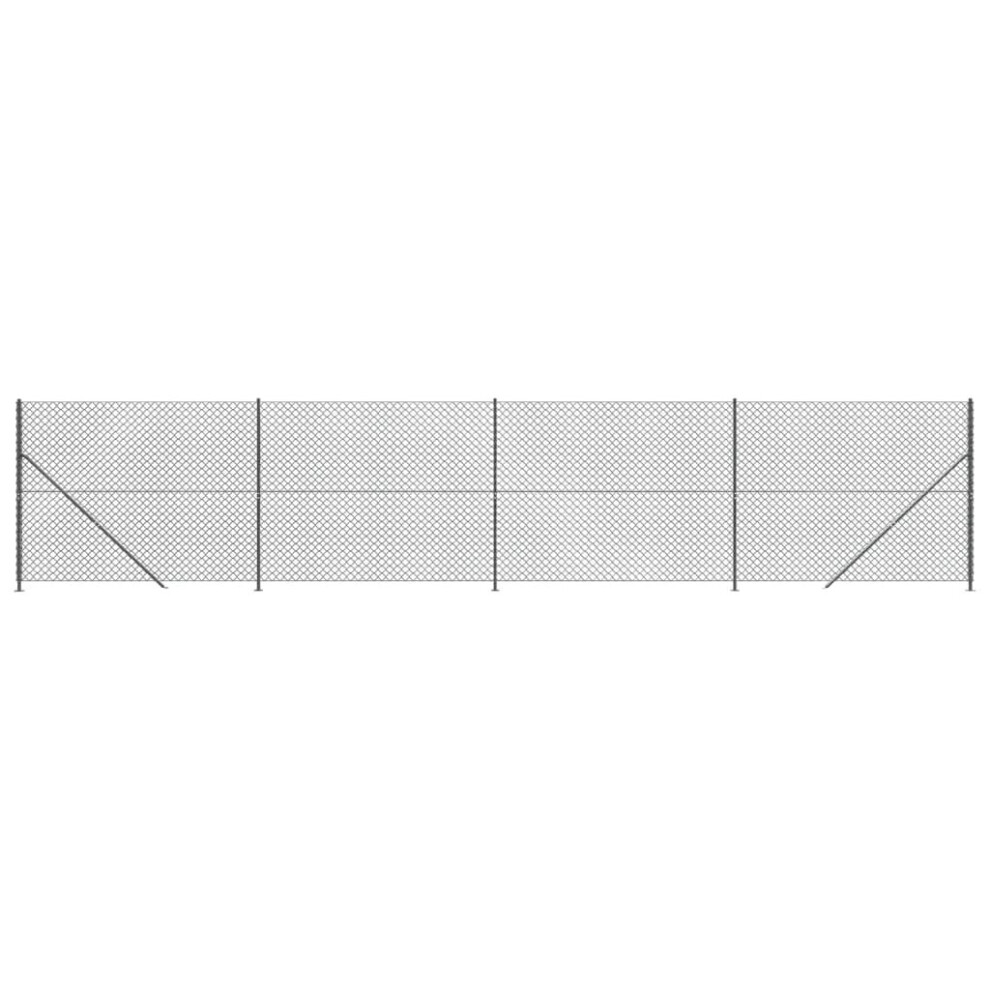 (anthracite, 1.8 x 10 m) vidaXL Chain Link Fence Patio Outdoor Wire Mesh Fence with Flange Fence Panel