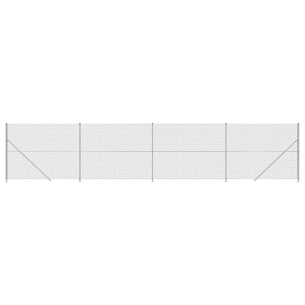 (silver, 1.6 x 10 m) vidaXL Chain Link Fence Patio Outdoor Wire Mesh Fence with Flange Fence Panel