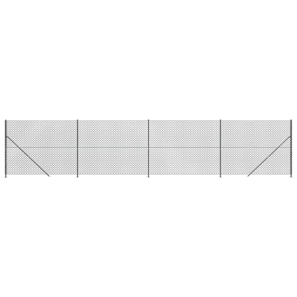 (anthracite, 2 x 10 m) vidaXL Chain Link Fence Patio Outdoor Wire Mesh Fence with Flange Fence Panel