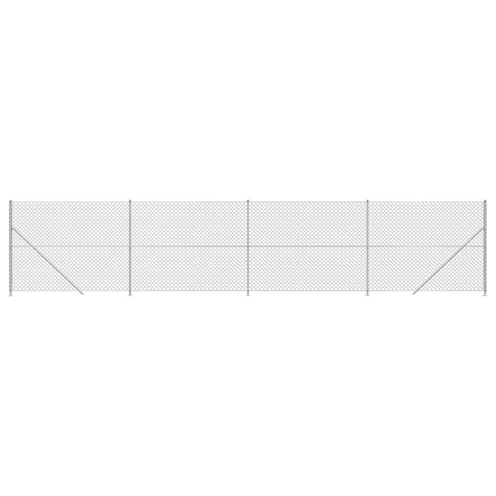 (silver, 1.8 x 10 m) vidaXL Chain Link Fence Patio Outdoor Wire Mesh Fence with Flange Fence Panel