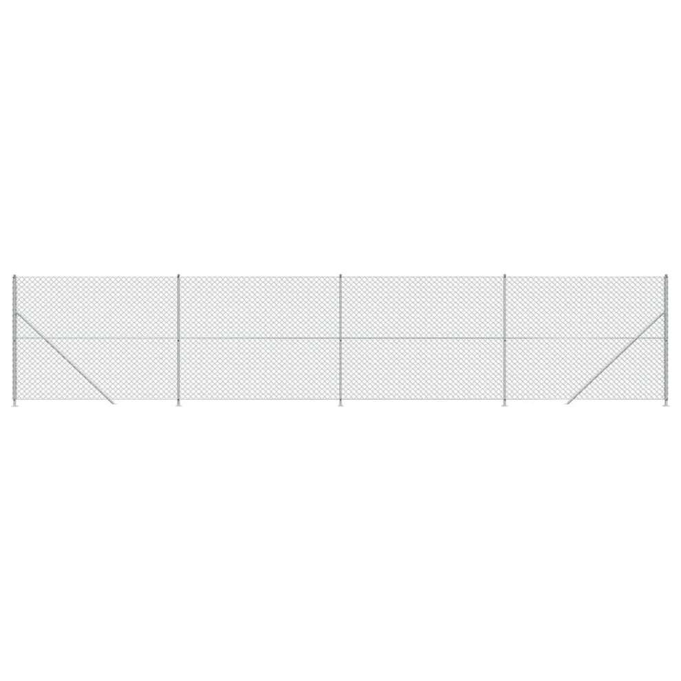 (silver, 2 x 10 m) vidaXL Chain Link Fence Patio Outdoor Wire Mesh Fence with Flange Fence Panel