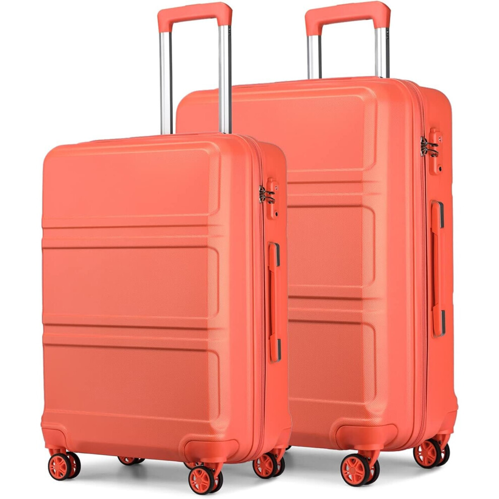 (Coral Pink) 2 PCS Luggage Set 24''+28'' Lightweight ABS Hard Shell Trolley Travel Case-image-OPC-PCB2ZKK-NEW