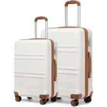 (Cream) 2 PCS Luggage Set 24''+28'' Lightweight ABS Hard Shell Trolley Travel Case