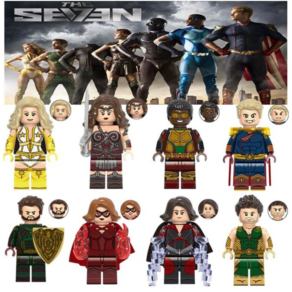 8PCS The Boys Super Heroes Mini Toy Action Figures Fit Lego Soldier boy Homelander Starlight A-Train The Deep Black Noir Queen Maeve