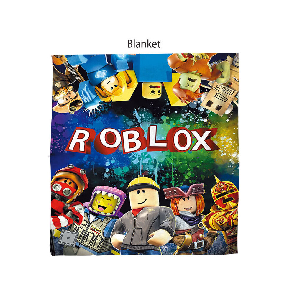 (Style E, 130*150cm/51.18*59.06in) Printed Roblox Cartoon Plush Blanket Home School Office Travel Bedding Durable