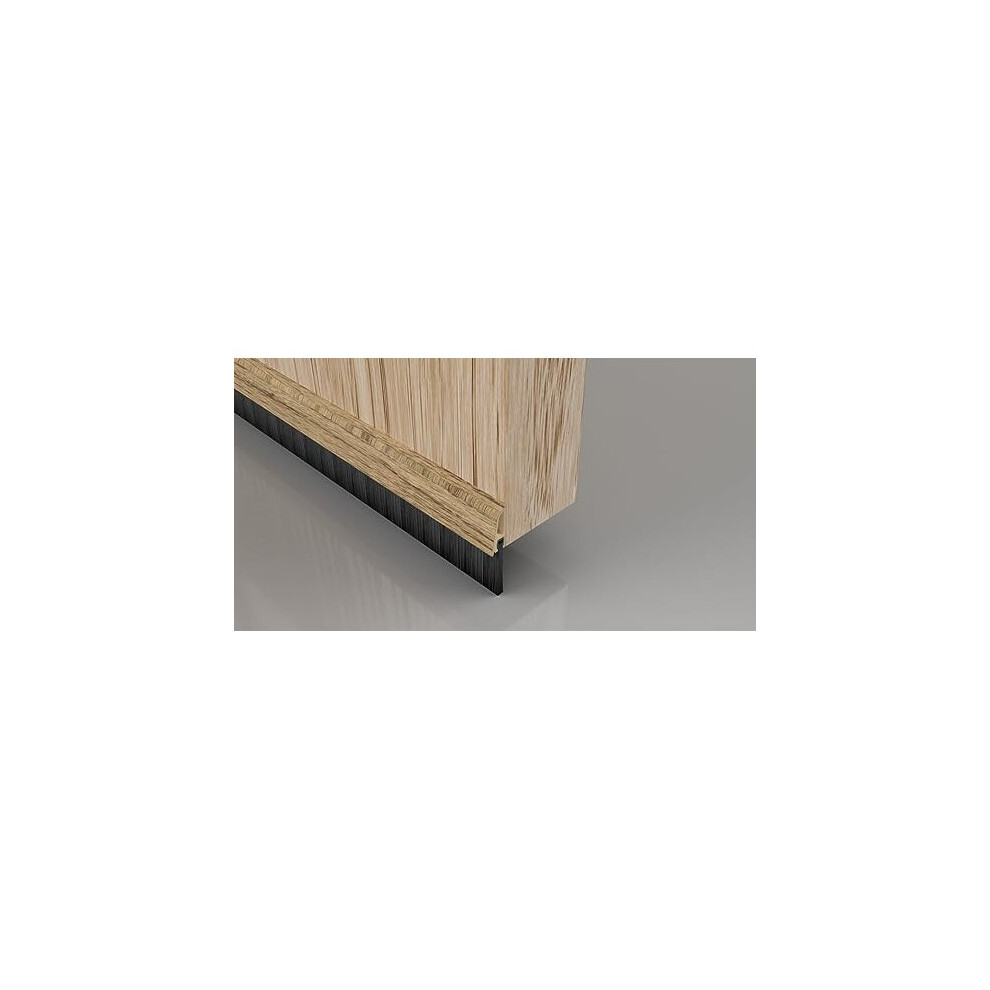 (1 Pack) STORMGUARD 02AM0010838LWO BDS Cover Clip Bottom of The Door Brush Draught Seal, Light Oak, 838 mm