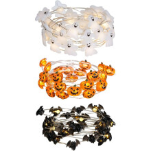 EAMBRITE Halloween Lights Set of 3 Themed Fairy Lights with 30 LED Pumpkin Bat and Ghost Indoor Halloween Decorations Battery Powered with 8