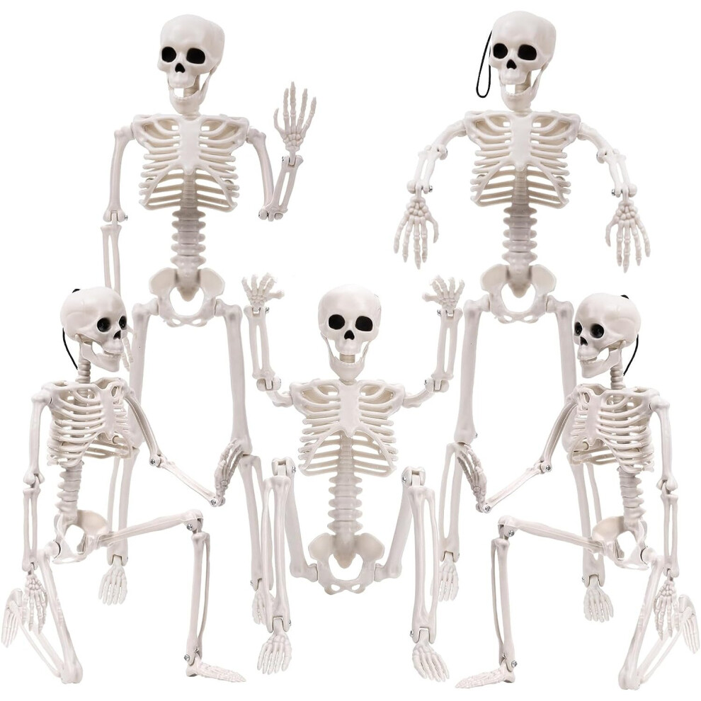 5PC Halloween 16" Full Body Posable Skeleton House Decoration