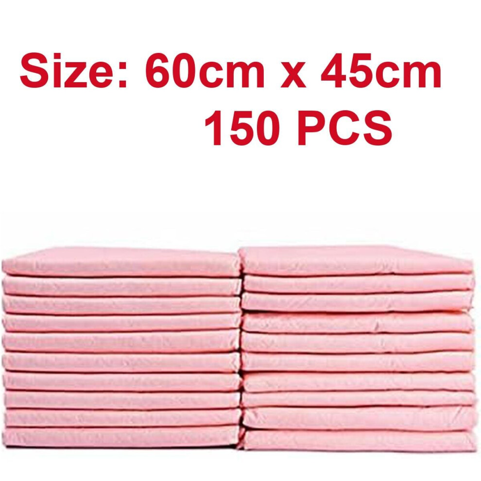 (Pink - Size ( 60cm x 45cm ), 150 Packs) 50-200Pack Puppy Training Pads Pee Wee Toilet Mats