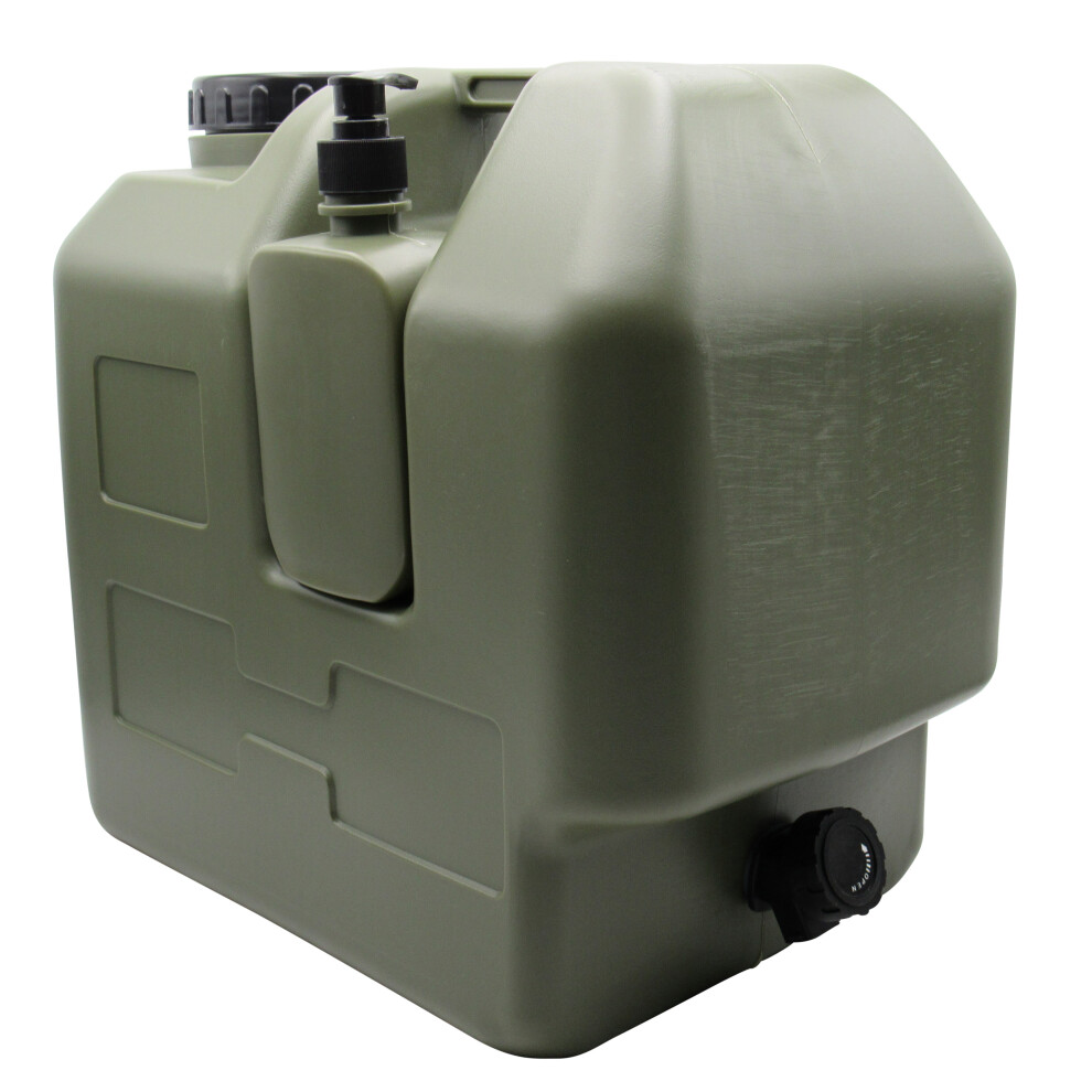 Plastic Fresh Water Carrier Container & Soap Dispenser 20L (Green Tap)