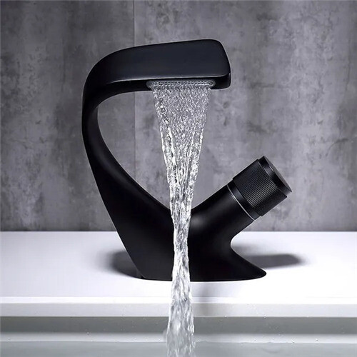 (Black) Modern Waterfall Faucet Luxury Bathroom Sink Taps