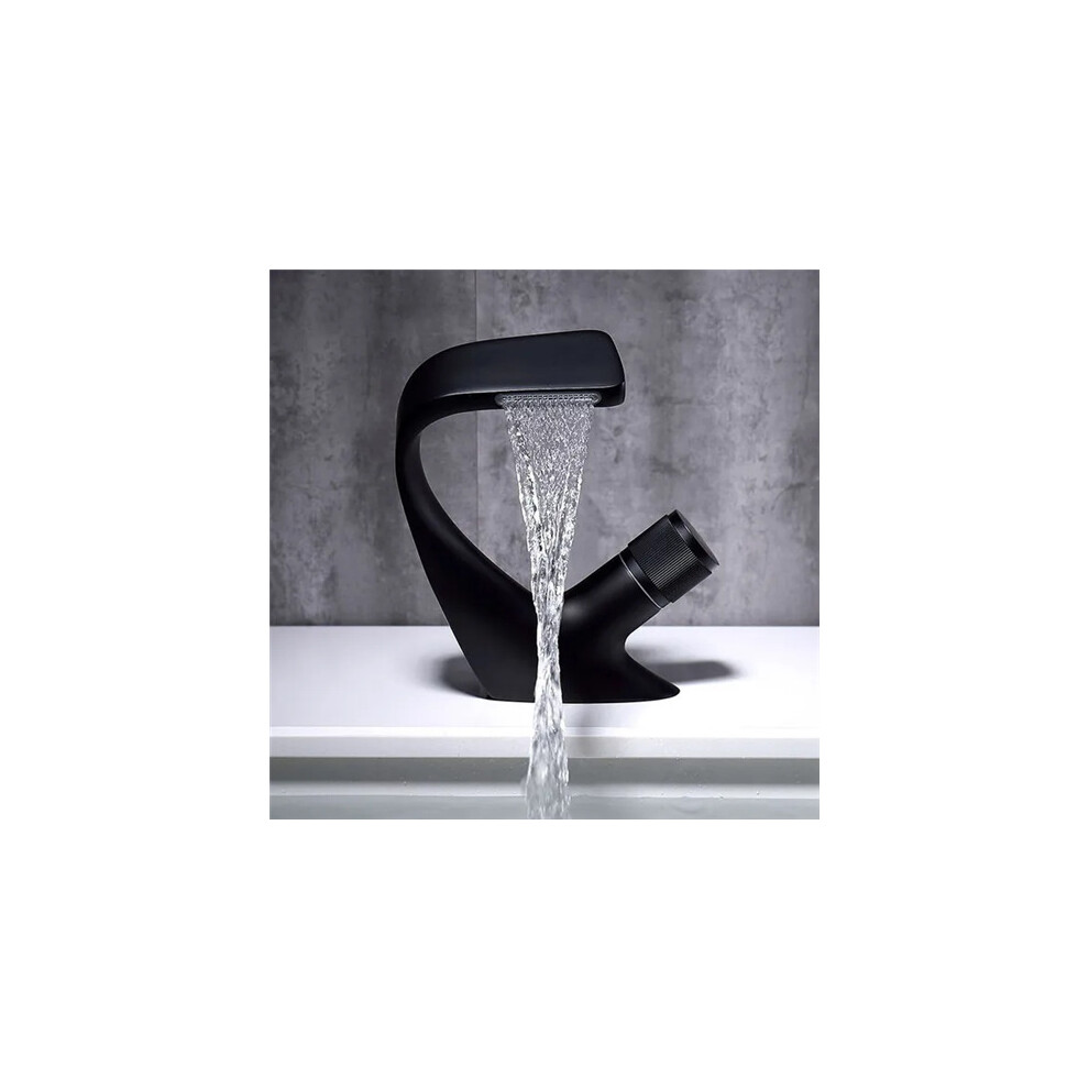 (Black) Modern Waterfall Faucet Luxury Bathroom Sink Taps