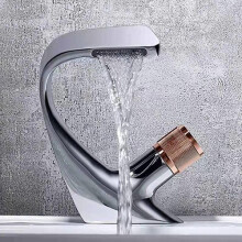 (Silver & Rose gold) Modern Waterfall Faucet Luxury Bathroom Sink Taps