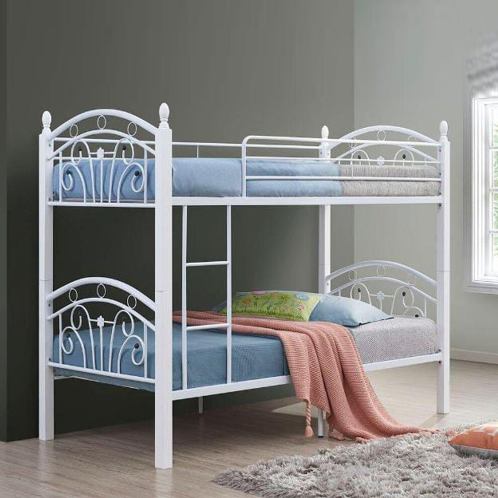 (White) Children's Metal Bunk Bed 3 Colors