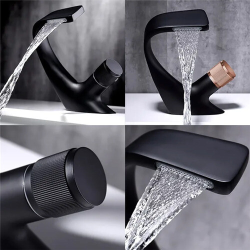 (Black) Modern Waterfall Faucet Luxury Bathroom Sink Taps 1